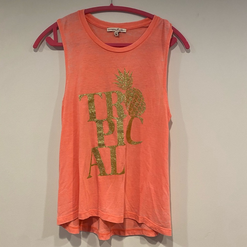 Express “Tropical” Coral Tank Top